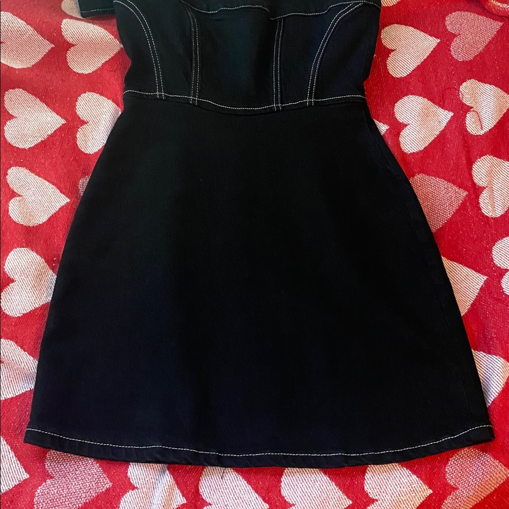 Reformation Davies bustier corset denim little black mini dress size 2 - Picture 6 of 8